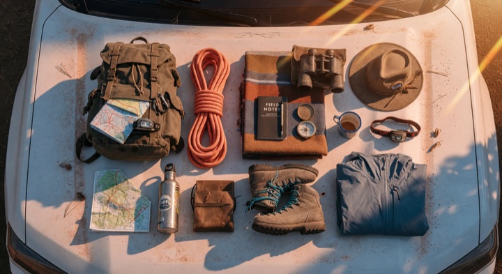 Flat-lay on Car